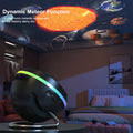 Nebula Noir 13-in-1 galaxy projector casting purple and blue nebula stars across a dark bedroom ceiling