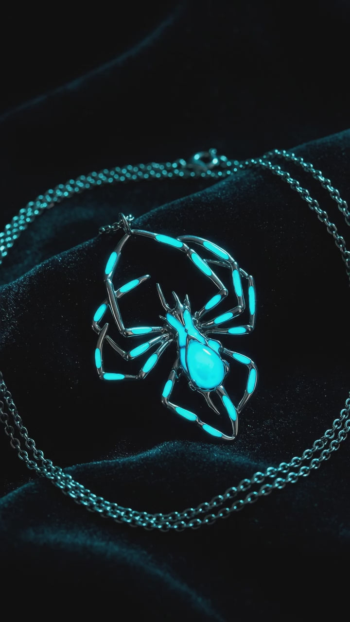 Widow's Glow Luminous Spider Necklace